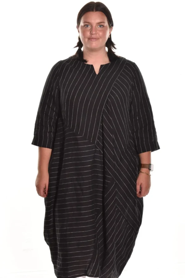 Cheyenne. Notch Neck Pin Stripe Bubble Tunic.
