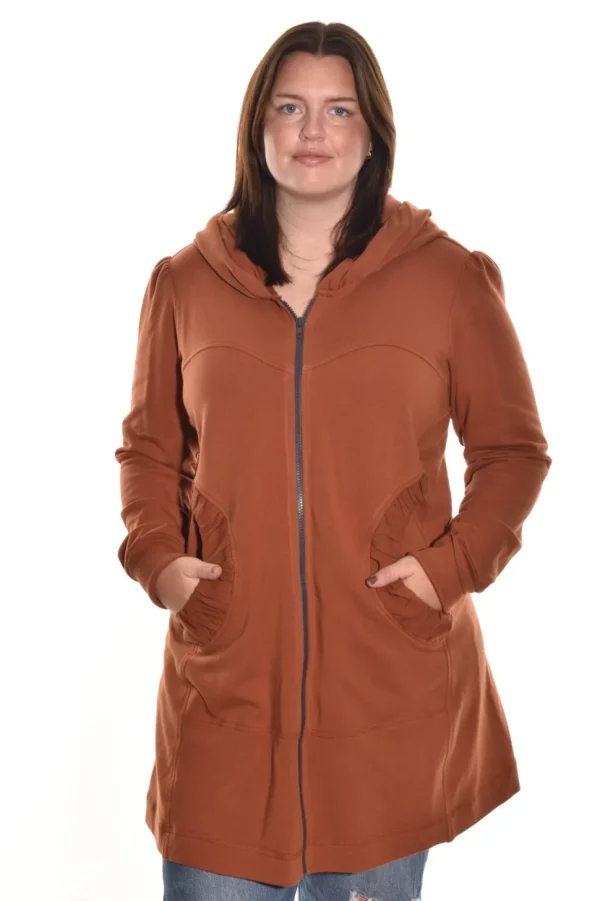 Color Me Cotton. Zip Front Long Hoodie.