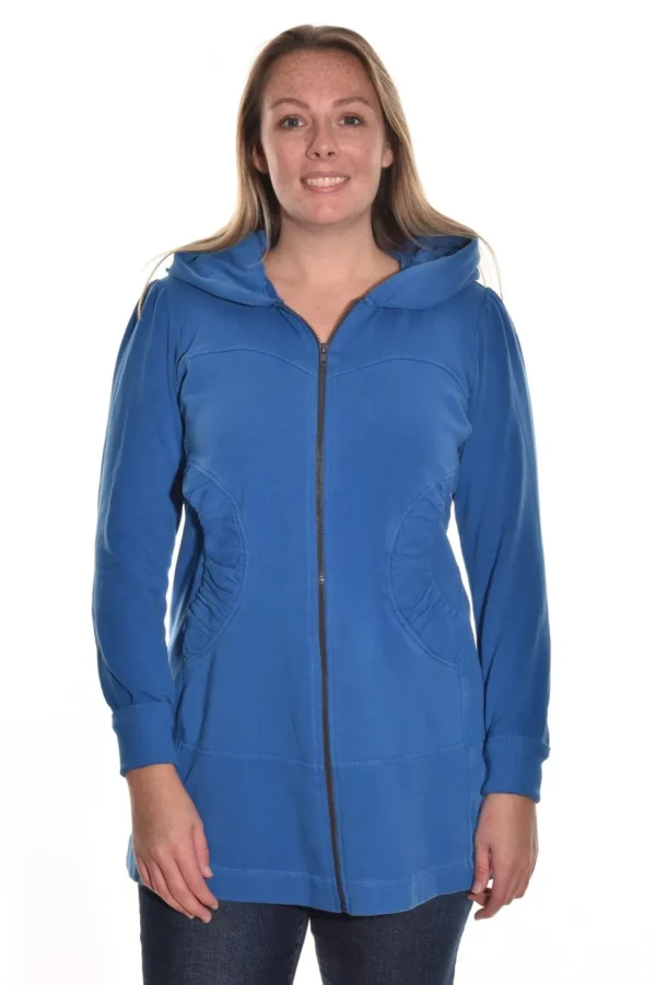 Color Me Cotton. Zip Front Long Hoodie.