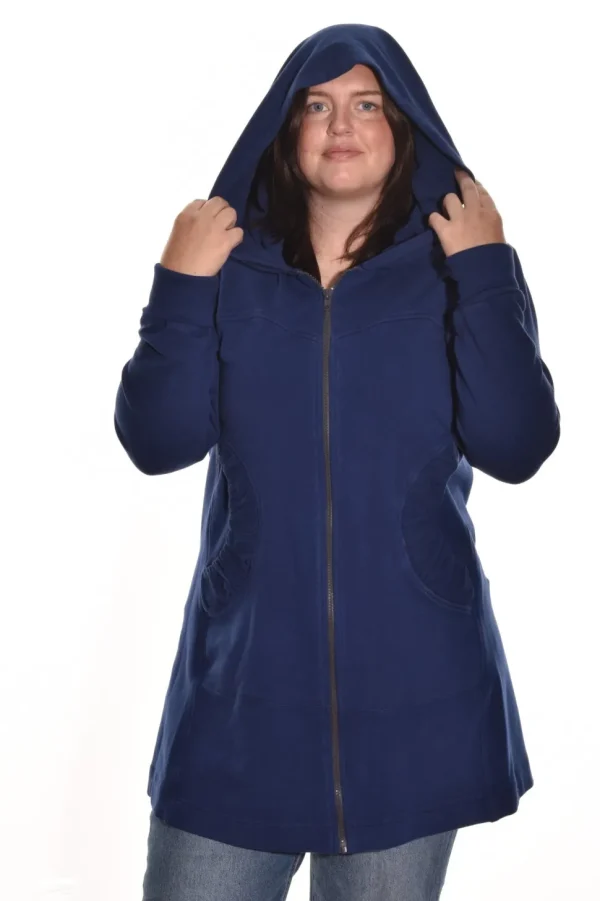 Color Me Cotton. Zip Front Long Hoodie.