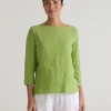 Cut Loose 3/4 Sleeve Tee In Linen Cotton Jersey And Hanky Linen Combo. (SPECIAL ORDER).#5707816.