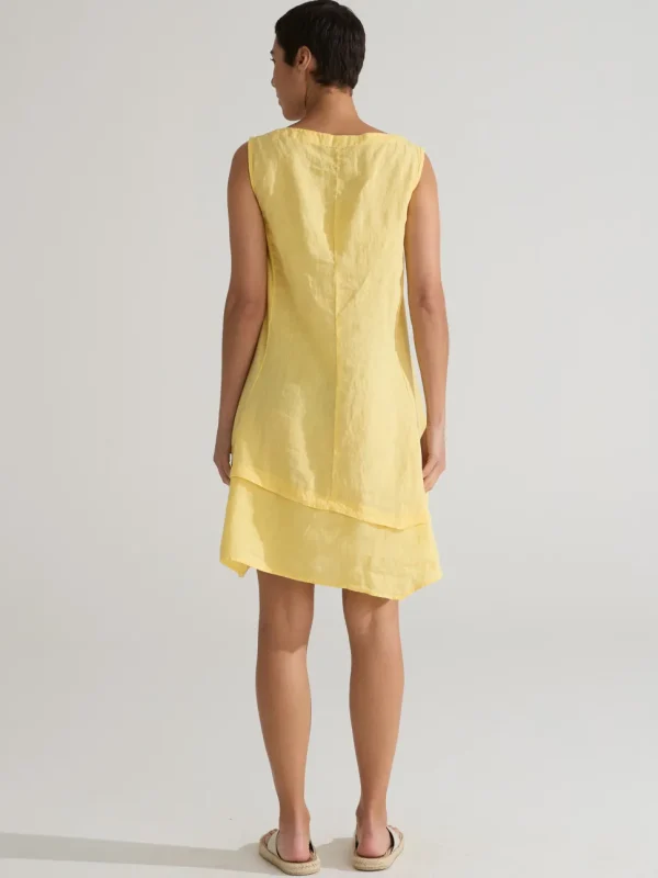 Cut Loose. Asymmetrical Dress In Linen Cotton Jersey And Hanky Linen Combo. (SPECIAL ORDER).#5700215.