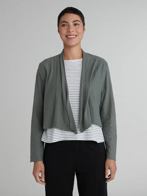 Cut Loose. Cropped Cardigan In Linen Cotton Jersey. (SPECIAL ORDER).#5017388.