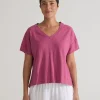 Cut Loose. Deep V Short Sleeve Top In Linen Cotton Jersey. (SPECIAL ORDER).#5016613.