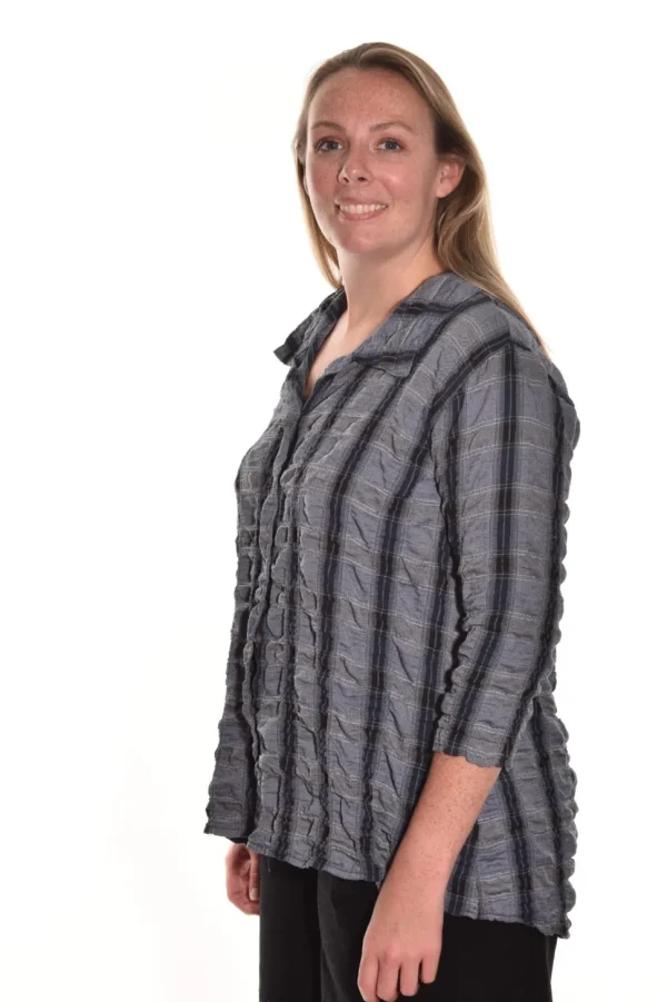 Cut Loose. Hi-Low Shirt In Crinkled Plaid.