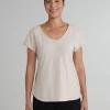 Cut Loose. Raw Edge V-Neck Top In Linen Cotton Jersey. (SPECIAL ORDER).#5016849.