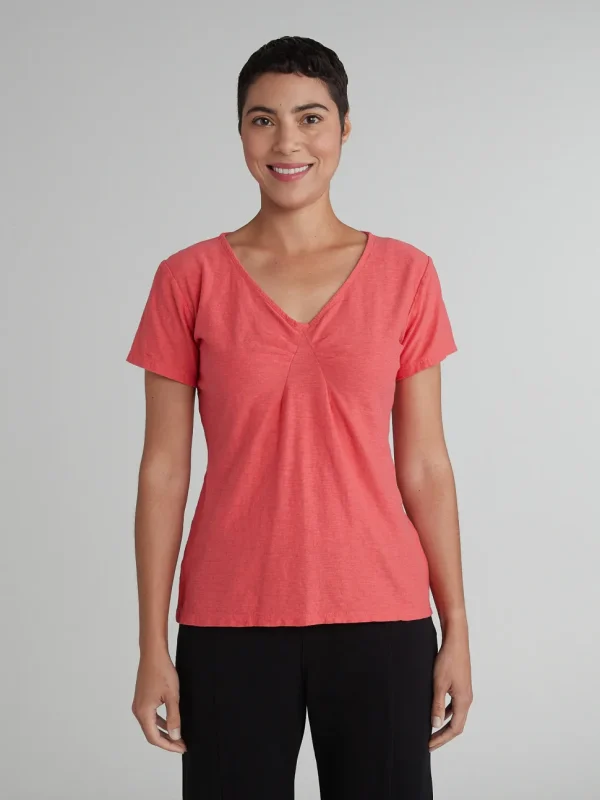 Cut Loose. Short Sleeve Tuck Front Tee In Linen Cotton Jersey. (SPECIAL ORDER).#5016515.