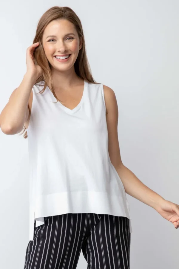 Habitat. Combed Cotton Solid Deep Hem V-Neck.