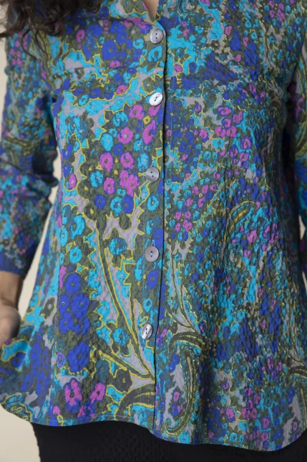 Habitat. Crinkle Crepe Antique Floral Wrap Around Shirt.