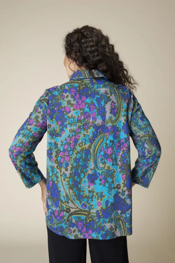 Habitat. Crinkle Crepe Antique Floral Wrap Around Shirt.