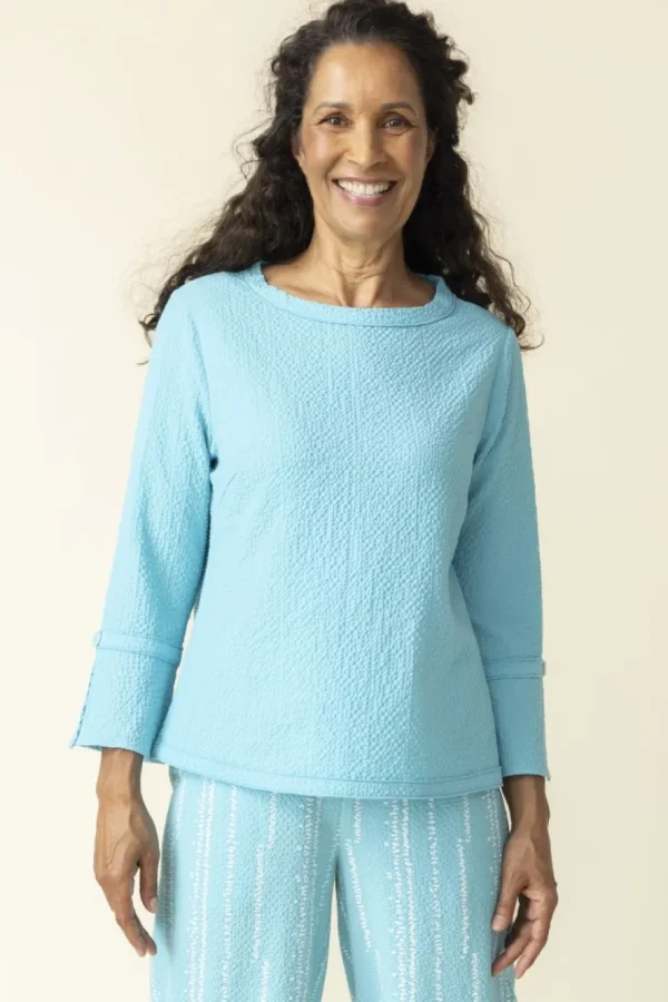 Habitat. Flutter Sleeve Pullover In Crinkle Crepe. #21343.