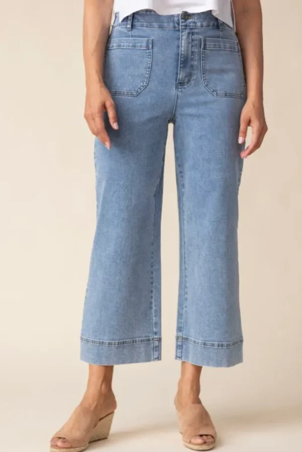 Habitat. Wide Leg Crop In Stretch Denim. #11480.