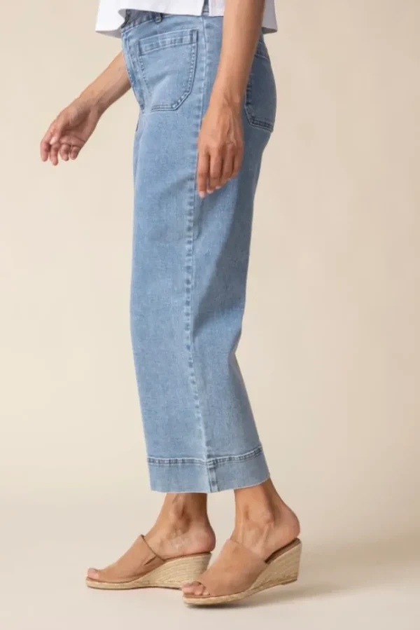 Habitat. Wide Leg Crop In Stretch Denim. #11480.