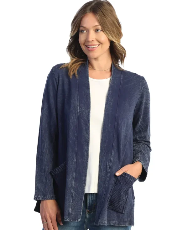 Jess & Jane. Cotton Fleece Kimono Jacket With Patch Pockets.