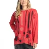 Jess & Jane. Drizzle, Mineral Washed Tunic Top With Slub Rib Spandex Contrast.