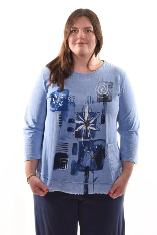 Jess & Jane. Lily Mineral Wash 100% Cotton Slub Tunic Top With Pocket.