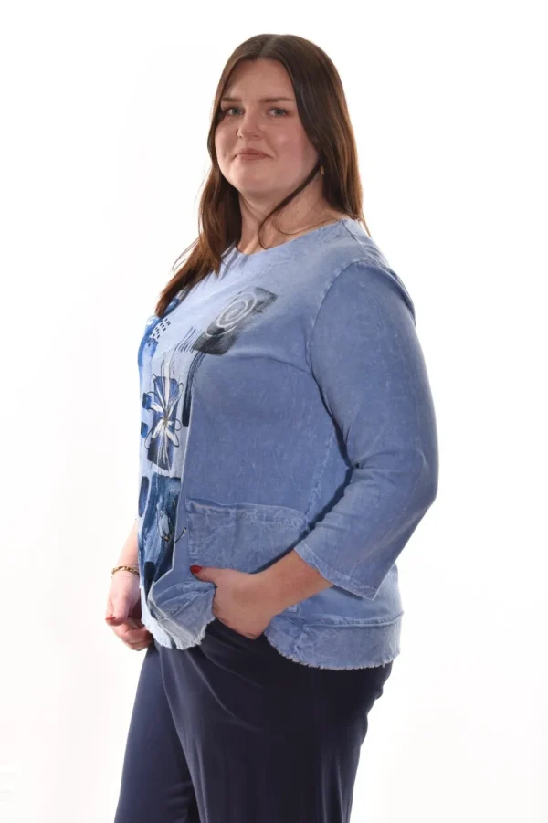 Jess & Jane. Lily Mineral Wash 100% Cotton Slub Tunic Top With Pocket.