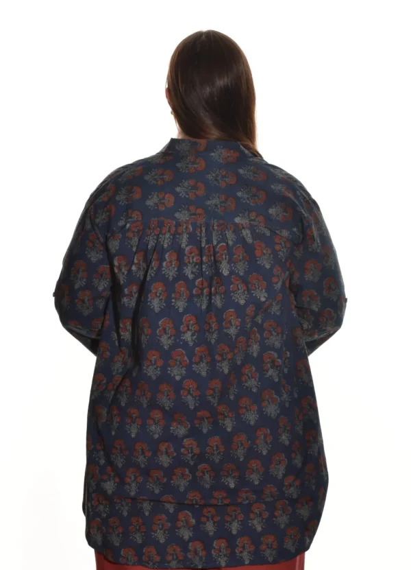 Lea. Double Pocket Tunic With Akola Handblock Print In Organic Cotton.