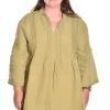 Lea. Pintuck Tunic In Medium Weight Linen.