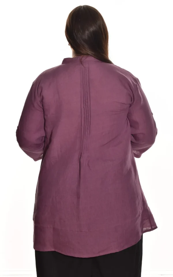 Lea. Pintuck Tunic In Medium Weight Linen.