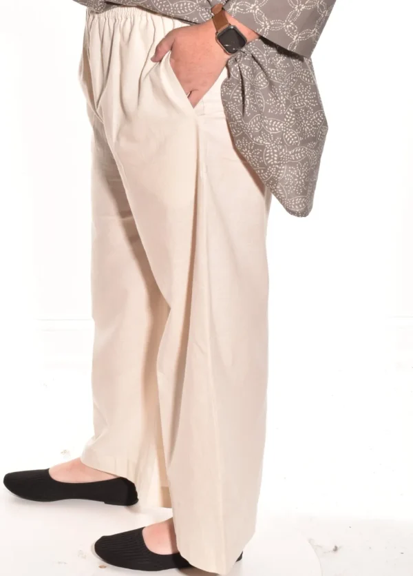 Lea. Wide Leg Pant In Cotton Slub.