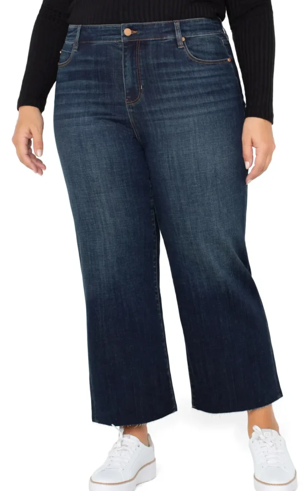Liverpool Jeans. Stride Hi-Rise Crop With Wide Cut Hem.