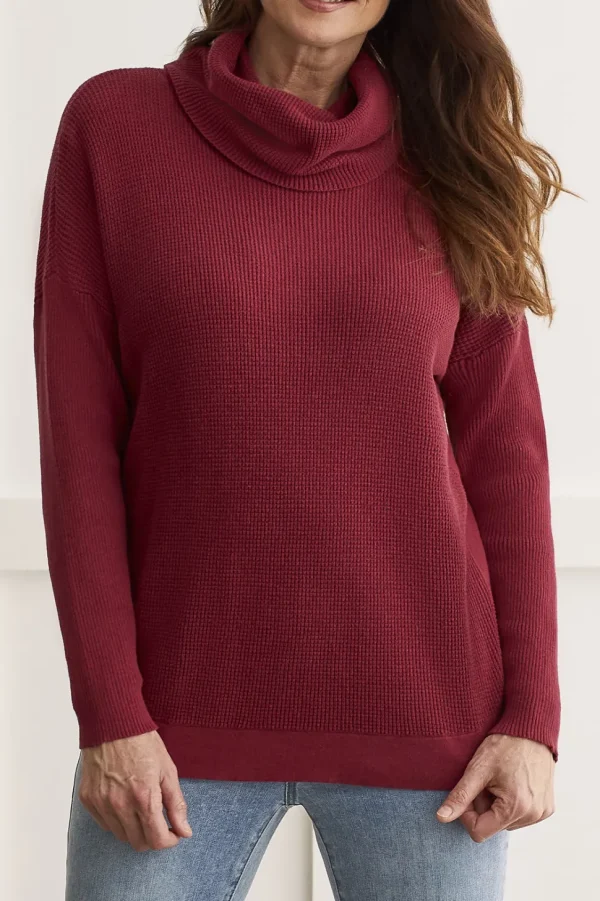 Tribal. Long Sleeve Cowl Neck Sweater.